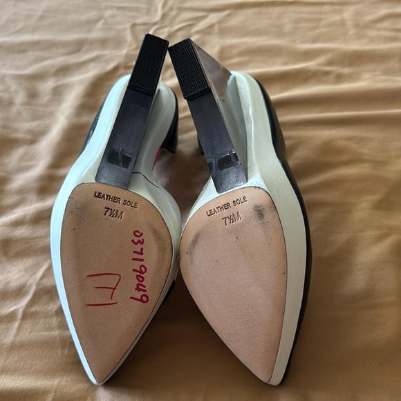 L.A.M.B. Woman’s Slip On Heels Black and White Hot Pink Wedge Heels - Picture 10 of 13